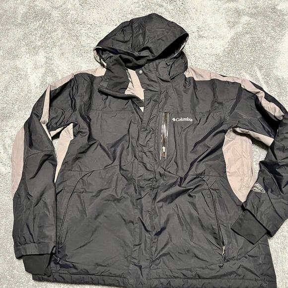 Columbia Coat Mens XL Omni Heat Hooded Ski Jacket Black - Picture 1 of 10